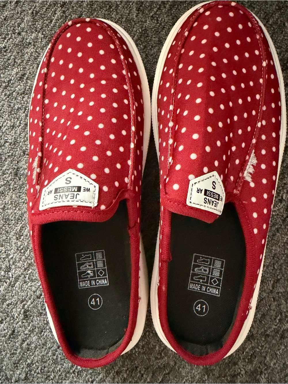 Red Polka Dot Slip-On Casual Flats